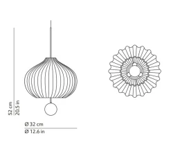 Suspension*KDLN Suspension, Lilli, , Ø32cm, H52cm - opalin et laiton