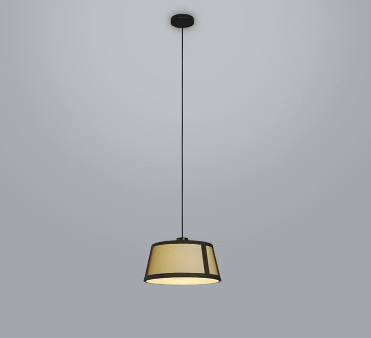 Suspension, Lilly, 558.25, noir texturé, tissu beige et maille noire, IP40, Ø50cm, H25cm - Tooy