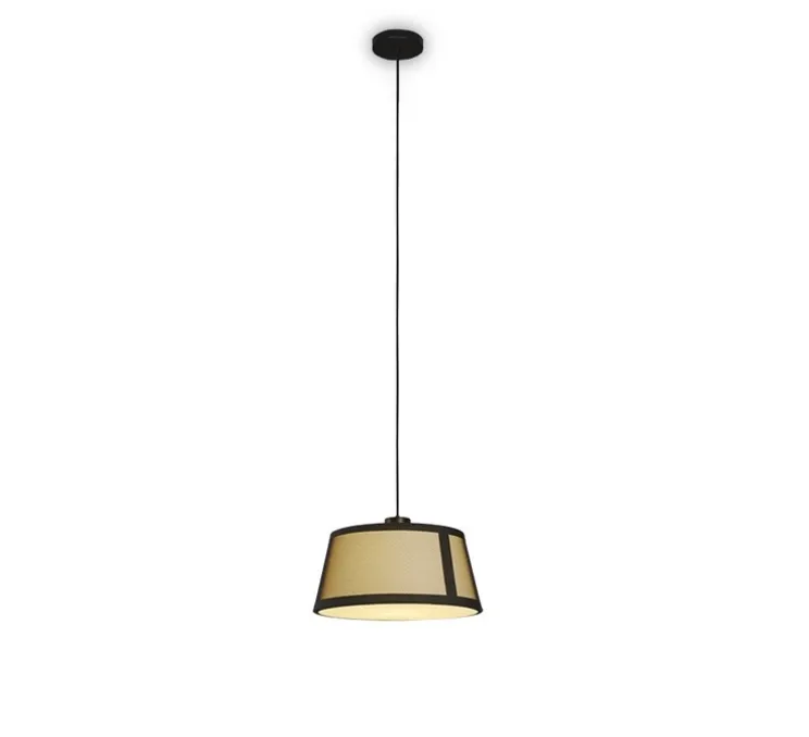 Suspension, Lilly, 558.25, noir texturé, tissu beige et maille noire, IP40, Ø50cm, H25cm - Tooy