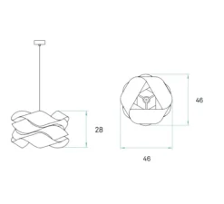 Suspension*LZF Suspension, Link, bois de cerisier, câble transparent, nickel, Ø46cm, H28cm- marron