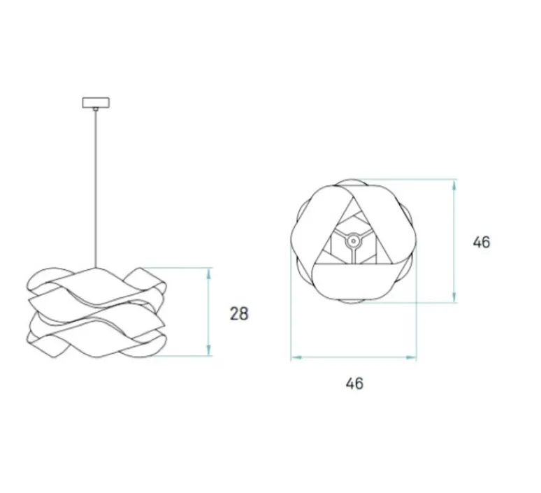 Suspension*LZF Suspension, Link, bois de cerisier, câble transparent, nickel, Ø46cm, H28cm- marron