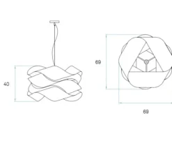 Suspension, Link, bois naturel de cerisier, Ø69cm, H40cm - LZF
