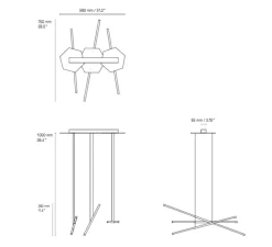 Suspension*CVL Suspension, Link , satiné, LED, L59cm, H100cm - laiton