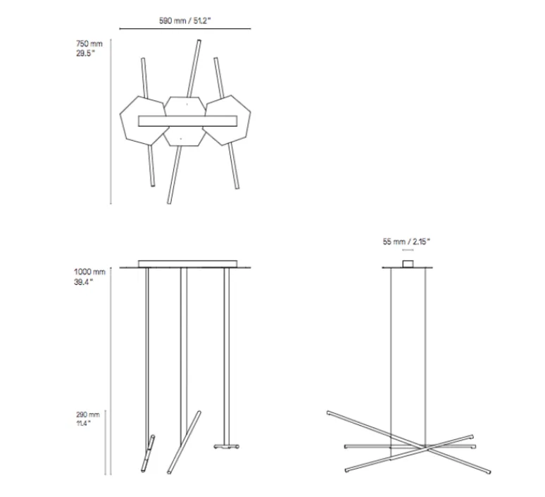 Suspension*CVL Suspension, Link , satiné, LED, L59cm, H100cm - laiton