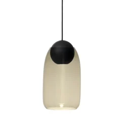 Suspension*Mater Suspension, Liuku, , Ø19,5cm, H34,5cm - verre fumé, bois, noir