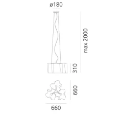 Suspension*Artemide Suspension, Logico 3x120°, , Ø66cm, H31cm - blanc