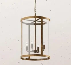 Suspension*Il Fanale Suspension, London, ver antique, verre transparent, Ø45cm, H59,5cm - bronze