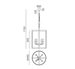 Suspension*Il Fanale Suspension, London, ver antique, verre transparent, Ø45cm, H59,5cm - bronze