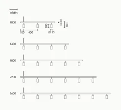 Suspension*Rubn Suspension, Long John 6, , L220cm, H17cm - Laiton, sangle en cuir marron