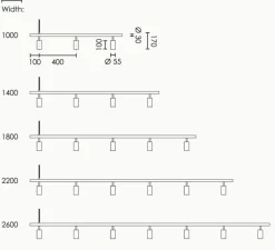 Suspension*Rubn Suspension, Long John 5, , L180cm, H17cm - Noir, bronze, sangle en cuir marron