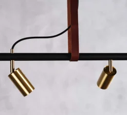 Suspension*Rubn Suspension, Long John 6, , L220cm, H17cm - Noir bronze et cuir marron