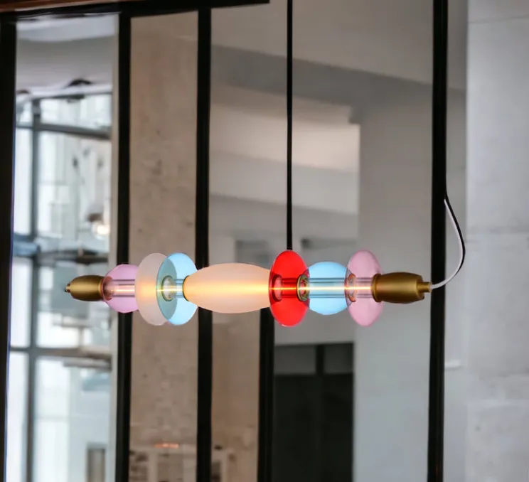 Suspension, Léonor horizontale, bleu, rouge, opaque, L82,6cm, H15cm - Elements lighting
