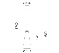 Suspension*Artemide Suspension, Look at me 21, , LED, dim, 3000K, 2022 lm, Ø21cm, H68cm - noir