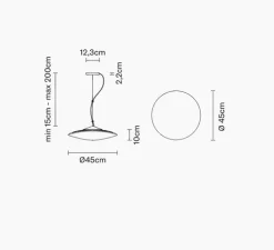 Suspension*Fabbian Suspension, Loop F35, , LED, dim, 3000K, lm, Ø45cm, H10cm - transparent, noir