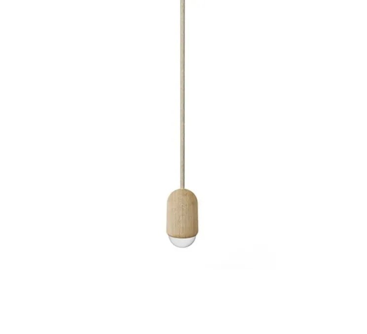 Suspension, Luce Small, chêne massif, 2800K, 400lm, H14cm, Ø6cm - Hartô