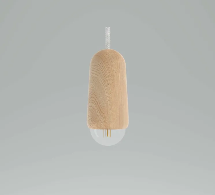 Suspension, Luce Small, chêne massif, 2800K, 400lm, H14cm, Ø6cm - Hartô