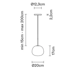 Suspension*Fabbian suspension, LUMI, , Ø20cm, H17cm - blanc