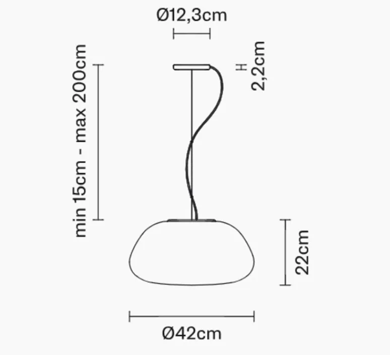 Suspension*Fabbian Suspension, Lumi Poga , , Ø42cm, H200cm - blanc
