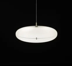 Suspension, Luna, blanc, nickel satiné, LED, 2700K, 4563lm, Ø50cm, H22cm - Tato Italia