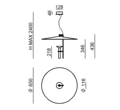 Suspension*Stilnovo Suspension, Luna, , LED, dim, 2700K, 2804 lm, Ø116cm, H43,6cm - noir et or