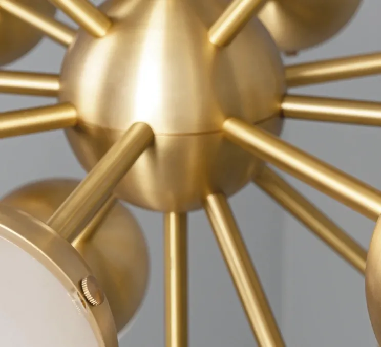 Suspension, Lustre, Molecule Spark Oval 17, Laiton laqué bruni, opal mat, L93,9cm, H79,6cm - Schwung