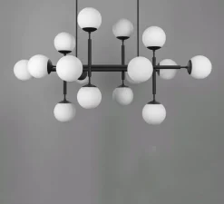 Suspension*Schwung Suspension, Lustre, Riegel, , L175,8cm, H118,4cm - Noir mat, opal mat