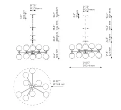 Suspension*Schwung Suspension, Lustre, Zodiac, , L131,4cm, H62,4cm - noir mat, opal mat