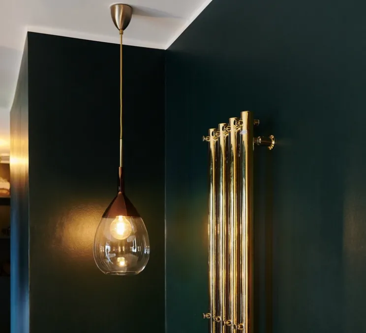 Suspension, Lute M, transparent, cuivre, H49cm, Ø22cm - Ebb and Flow