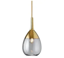 Suspension*Ebb and Flow Suspension, Lute S, gris fumé, or, Ø14cm, H27cm - transparent