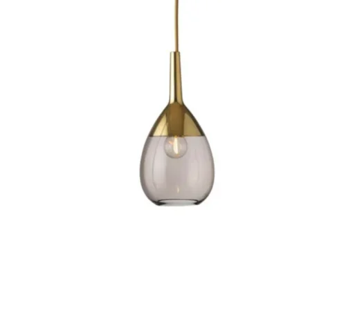 Suspension, Lute S, marron chataîgne, or, Ø14cm, H27cm - Ebb and Flow