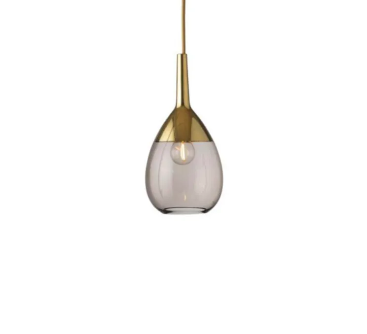 Suspension, Lute S, marron chataîgne, or, Ø14cm, H27cm - Ebb and Flow