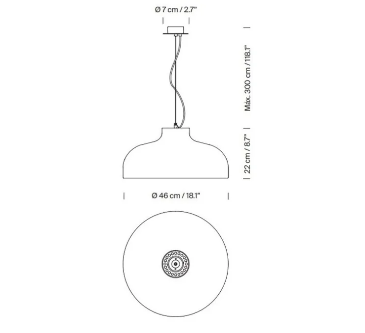 Suspension, M68, noir, Ø46cm, H22cm - Santa & Cole