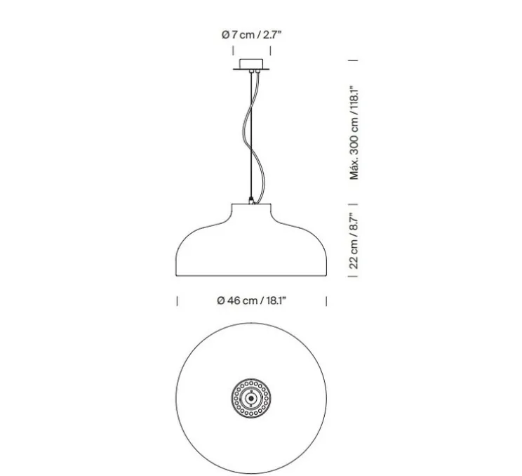 Suspension, M68, rouge glossy, Ø46cm, H22cm - Santa & Cole