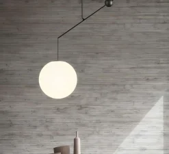 Suspension*Luceplan Suspension, Malamata B01S48, , abat-jour Ø48cm, L119cm, H132cm - noir mat