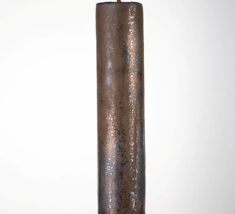 Suspension*Nexel Suspension, Mamora, , Ø8cm, H38cm - grès bronze, émaillé orange