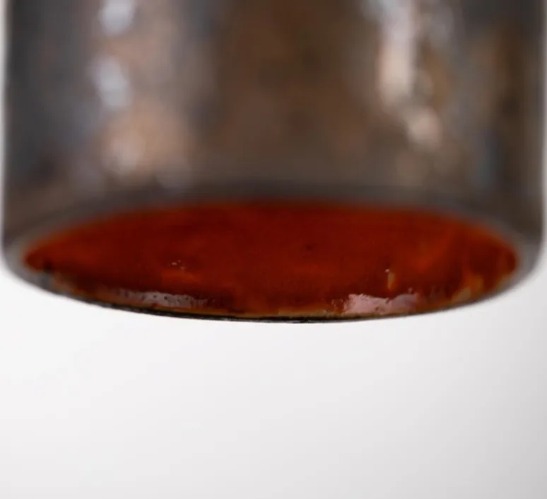 Suspension*Nexel Suspension, Mamora, , Ø8cm, H38cm - grès bronze, émaillé orange