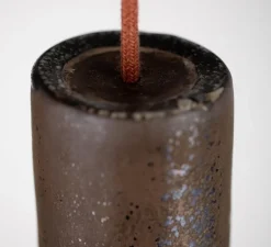 Suspension*Nexel Suspension, Mamora, , Ø8cm, H38cm - grès bronze, émaillé orange