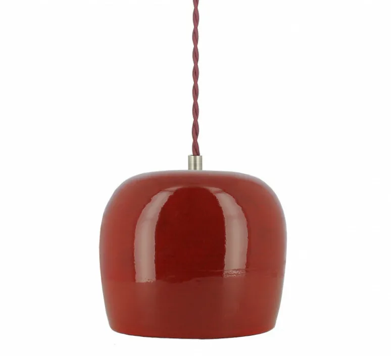 Suspension*Nexel Suspension, Marcel, , avec câble tressé bordeaux, Ø16cm, H16cm - rouge