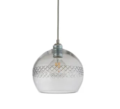 Suspension, Medium Check, Stripe, Crystal Rowan 22, transparent, argent, Ø22cm, H22cm - Ebb and Flow