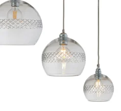 Suspension, Medium Check, Stripe, Crystal Rowan 22, transparent, argent, Ø22cm, H22cm - Ebb and Flow