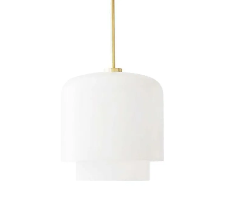 Suspension, Megumi 28, laiton et verre opalin, Ø28cm, H51cm - Please Wait to be Seated