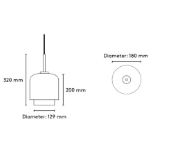 Suspension*Please Wait to be Seated Suspension, Megumi 18, noir et verre opalin, Ø18cm, H32cm - noir, verre opalin blanc