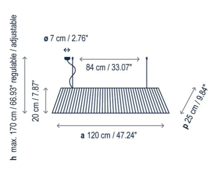 Suspension, Mei 120, ruban crème, L120cm, H20cm - Bover
