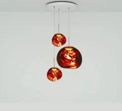 Suspension, Melt LED Copper Trio Round, cuivre, LED, dim, 3000K, 800 lm, Ø81cm, H141cm - Tom Dixon