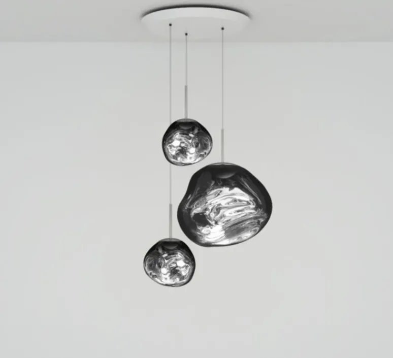 Suspension*Tom Dixon Suspension, Melt Trio Round, , LED, dim, 3000K, 800 lm, Ø81cm, H141cm - chrome