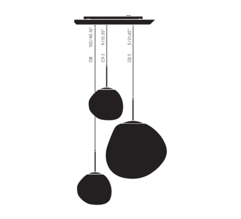 Suspension*Tom Dixon Suspension, Melt Trio Round, , LED, dim, 3000K, 800 lm, Ø81cm, H141cm - chrome