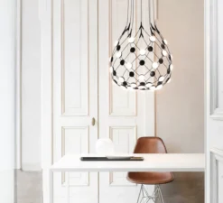 Suspension*Luceplan Suspension, Mesh, D86C551, , LED, 2700k, 1500lm, Ø55cm, H55cm, 1m - noir