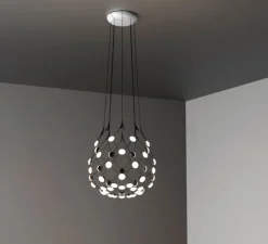 Suspension, Mesh, D86C551, noir, LED, 2700k, 1500lm, Ø55cm, H55cm, 1m - Luceplan