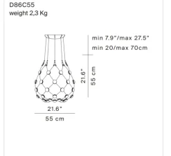 Suspension, Mesh, D86C551, noir, LED, 2700k, 1500lm, Ø55cm, H55cm, 1m - Luceplan