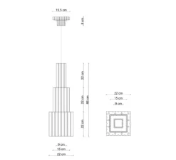 Suspension, Metra C2831, turquoise, bleu, rouge, L22cm, H66cm - Ferroluce
